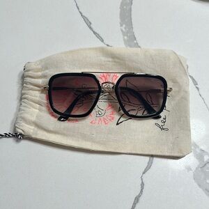 Free People Luna Aviator Black Sunglasses